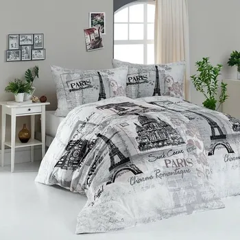 Povlečení Matějovský Paris Monuments šedé 140 x 200, 70 x 90 cm zipový uzávěr