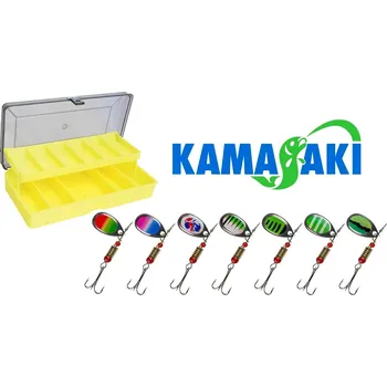Umělá nástraha Kamasaki sada rotačních třpytek Maxi Spinner Set with Two Tray Box