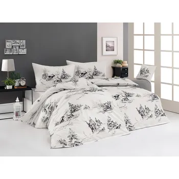 Povlečení Matějovský Novel Zimní vánoční les flanel 140 x 200, 70 x 90 cm zipový uzávěr