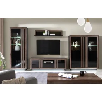 Obývací stěna Obývací stěna Glory - černá/dub/lesk