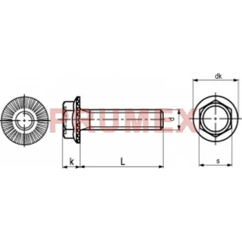 Šroub Šroub se šestihrannou hlavou s ozubeným límcem RIPP M10x20-10.9 bez PÚ