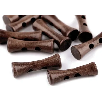 Knoflík Knoflík dřevěný 35 mm podlouhlý 110994 - přírodní tmavý