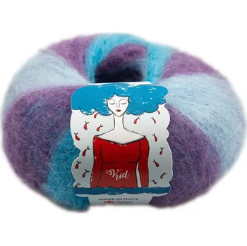 Příze Borgo de Pazzi Kid mohér 1 Fialová, modrá a šedozelená (Mohérová příze Kid mohér)