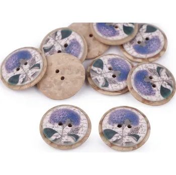 Knoflík Knoflík imitace dřeva velikost 40" květy 120591 - 5 hortenzie