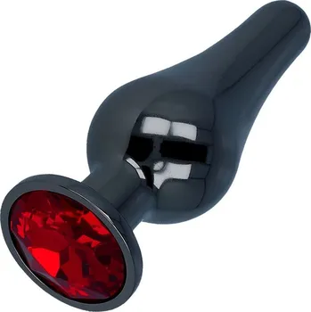 Anální šperk LOLO tvarovaný anální kolík s červeným krystalem - 3cm