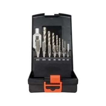 Závitořezný nástroj sada závitníků strojních M3-M12 s vratidlem a vrtáky, závitníky HSS st