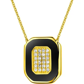 Náhrdelník Zlatý náhrdelník s diamanty a smaltem - 0,08 ct - ryzost 585 - 157.229