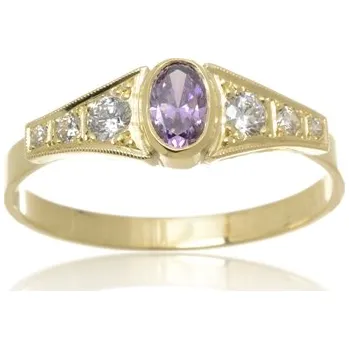 Prsten Prsten s ametystem a zirkony 0001 + DÁREK ZDARMA