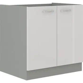Kuchyňská skříňka Nábytek PEGAS s.r.o. Kuchyňská skříňka pod dřez BOLZANO 80 ZL 2F BB, Bílý lesk/Šedá