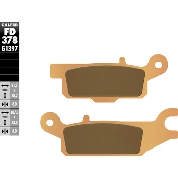 Brzdová destička GALFER brzdové destičky KH443 sintrované barva zlatá ATV YAMAHA YFM 550/700 levý přední (GALFER brzdové destičky KH443 sintrované barva zlatá ATV YAMAHA YFM 550/700 levý přední)