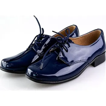 Dětská móda Chlapecké dětské společenské kožené boty 99 L modré, Dětské boty 36