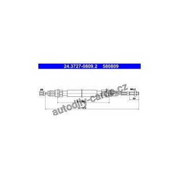 Brzdová hadice Lanko ruční brzdy ATE 24.3727-0809 (AT 580809)