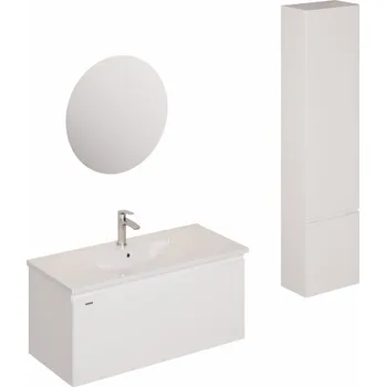 Nábytek Koupelnová sestava s umyvadlem včetně umyvadlové baterie, vtoku a sifonu Naturel Ancona bílá lesklá KSETANCONA4