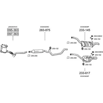 Výfukový systém zadní tlumič výfuku Polmostrow 233617P, náhrada za Bosal 233-617
