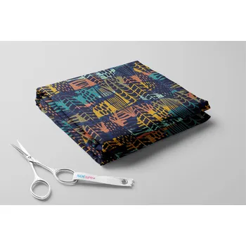 Fleece antipiling, Jungle listy Barva: Jeans modrá