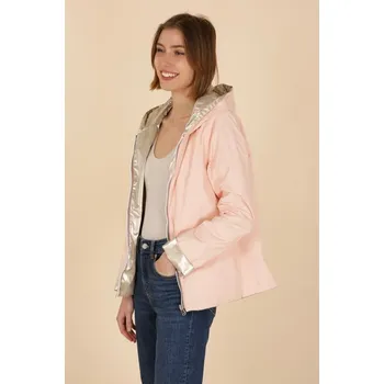 Dámský kabát Bunda krátká oboustranná Laura Jo 20047 barva: růžová, velikost: M