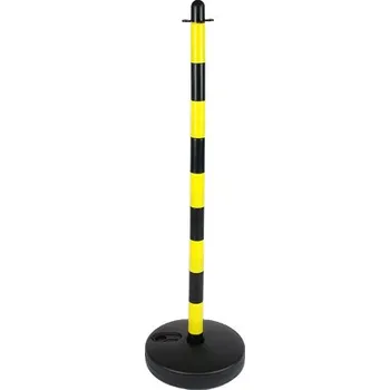 Plotový sloupek Plastový sloupek s kruhovou základnou, černá / žlutá, výška: 90 cm