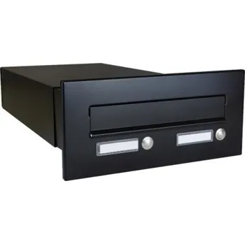 Železářství DOLS B-042 ČD-3 RAL9005 - poštovní schránka k zazdění, s 2x jmenovkou a 2x zvonkovým tlačítkem, černá