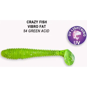 Umělá nástraha Gumová nástraha Crazy Fish Vibro Fat 7,1cm 54 Green acid (5ks)