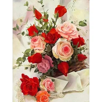 Diamantové malování Amparo Miranda® Diamantový obrázek Růže v košíku