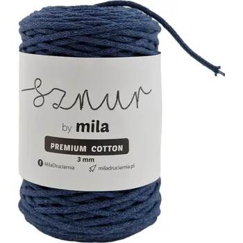 Příze MILA - MILA šňůra Premium Cotton 3mm Jeansová