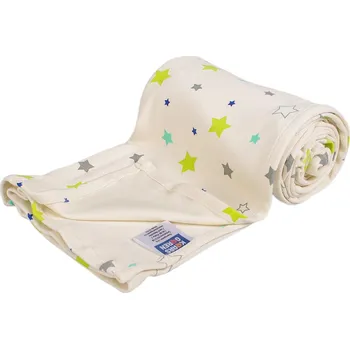 Dětská deka Kaarsgaren Letní deka 70x100cm z biobavlny hvězdy na přírodní