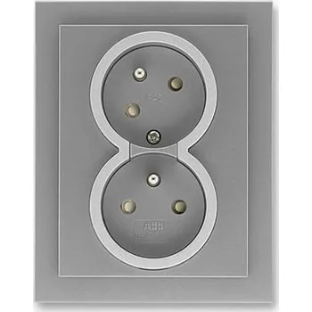 Elektrická zásuvka Dvojzásuvka s natočenou dutinou 5513M-C02357 73 ocelová/titanová Neo ABB