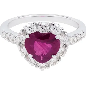 Prsten Prsten z bílého zlata s rubínem a diamanty AMK024956