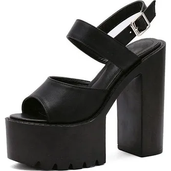 Dámské sandále Masivní sandály s pásky za patu GoodDayGirl Fashion Barva: Černá, Velikost: 39