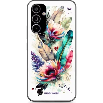 Pouzdro na mobilní telefon Lesklý kryt Mobiwear Glossy - Samsung Galaxy A54 5G - G017G Pírka a květy (Prémiové lesklé pouzdro, obal, kryt Mobiwear Glossy na mobil Samsung Galaxy A54 5G - G017G Pírka a květy, materiál Plast + TPU silikon - krytí po všech stranách, neošoupatelný)