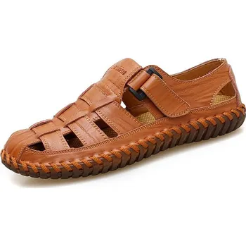 Dámské sandále Kožené pánské boty letní s páskem Barva: Hnědá, Velikost: 42