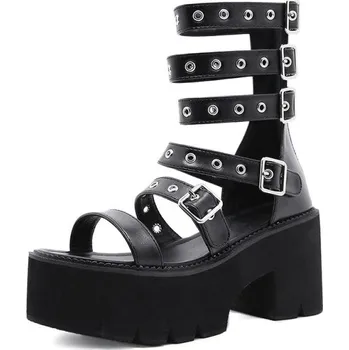 Dámské sandále Sandály gladiátorky na masivní platformě GoodDayGirl Fashion Barva: Černá, Velikost: 35