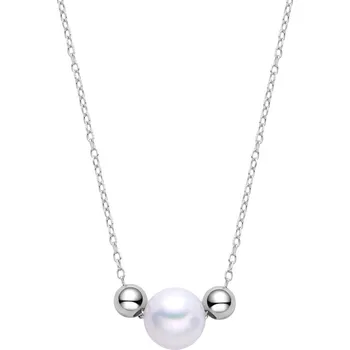 Náhrdelník NUBIS® Stříbrný náhrdelník s přírodní perlou a dvěma kuličkami - NB-2299