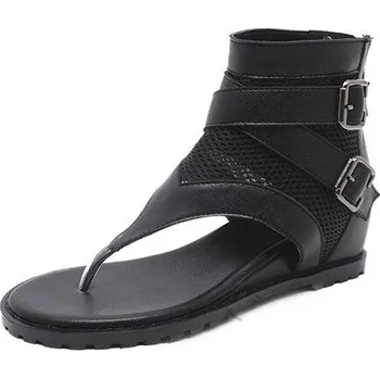 Dámské sandále letní boty s pásky a plnou patou GoodDayGirl Barva: Černá, Velikost: 40