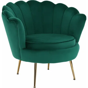 Křeslo Tempo Kondela Křeslo ve stylu Art-deco, smaragdová Velvet látka / gold chrom-zlatý, NOBLIN