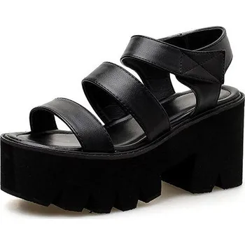 Dámské sandále Sandály na širokém podpatku gladiátorky GoodDayGirl Barva: Černá, Velikost: 42