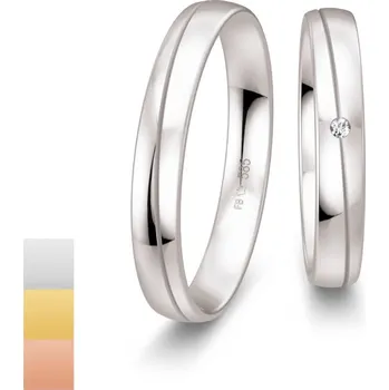 Prsten Snubní prsteny Basic Light z bílého zlata s diamantem nebo zirkonem 4805654-4805653