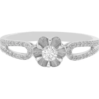 Prsten Dámský diamantový prsten z bílého zlata KR339