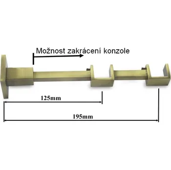 Konzole 2-řadá pro tyč 20x20mm - starozlatá