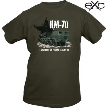 eXc Triko s krátkým rukávem a potiskem Raketomet RM-70 GRAD khaki EXC® Velikost: M