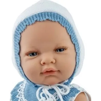Panenka Realistické miminko - chlapeček Dolfík v pleteném bodíčku od španělské firmy Marina & Pau (velikost 45 cm)