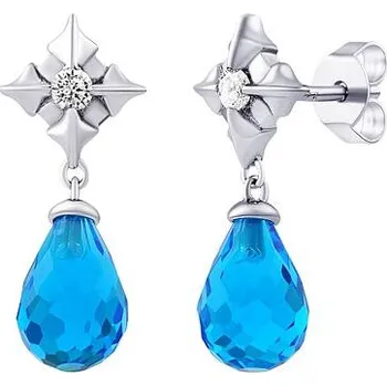 Náušnice Stříbrné visací náušnice Julie se světle modrými a čirými Brilliance Zirconia MW15616EB