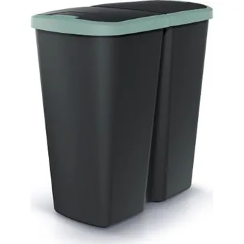 Odpadkový koš PROSPERPLAST Odpadkový koš - COMPACTA Q DUO Objem: 45 l, Barva koše: černá, Barva víka: světle zelená