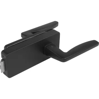 Nábytkové kování MPK - UNIQUE R8 - ZÁMEK na sklo s klikou ERBA - bez otvoru zadní kování na sklo bez otvoru zadní BS - Černá matná