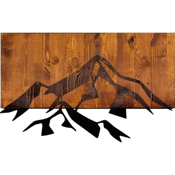 Nástěnná dřevěná dekorace MOUNTAINS hnědá/černá