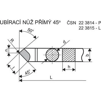 Příslušenstí k soustruhu Denas Soustružnický nůž ubírací přímý 45° P revolverový 20 x 20 x 125 S20 - DN3814-20X20X125S20