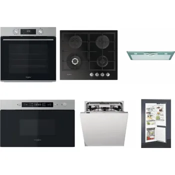 Set domácích spotřebičů WHIRLPOOL OMK58CU1SX + WHIRLPOOL GOFL 629/NB + WHIRLPOOL AKR 650/1 IX + WHIRLPOOL MBNA910X + WHIRLPOOL WIO 3T133 PLE + WHIRLPOOL ART 65031