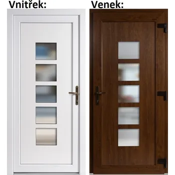 Vchodové dveře Plastové vchodové dveře Soft Lucy, Zlatý dub/bílá, 100x210 cm, pravé, otevírání VEN