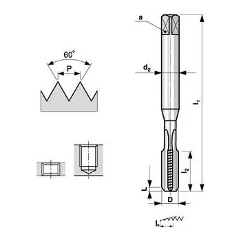 Závitořezný nástroj Bučovice Tools Závitník strojní M12x1,25 HSSE ISO1 (4H) přímá drážka ČSN 22 3042 - BU162-122
