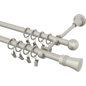 Garnýž kovová 110 cm rýhovaná dvouřadá - dvojitá 16 Capri chrom mat